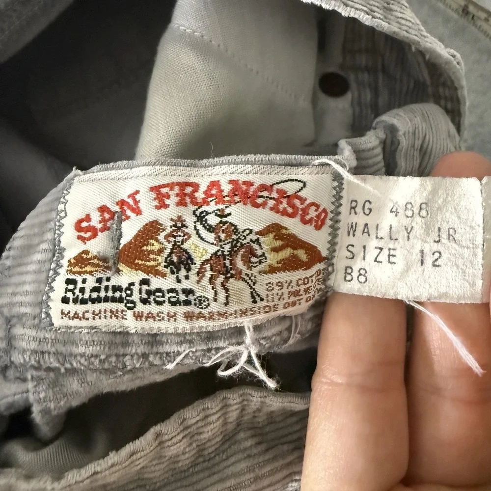 Vintage Corduroy Gray Flare San‎ Francisco Riding Gear Wally Jr Pants Boys 12